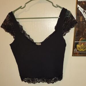 Charlotte Russe Black Lace Crop Top